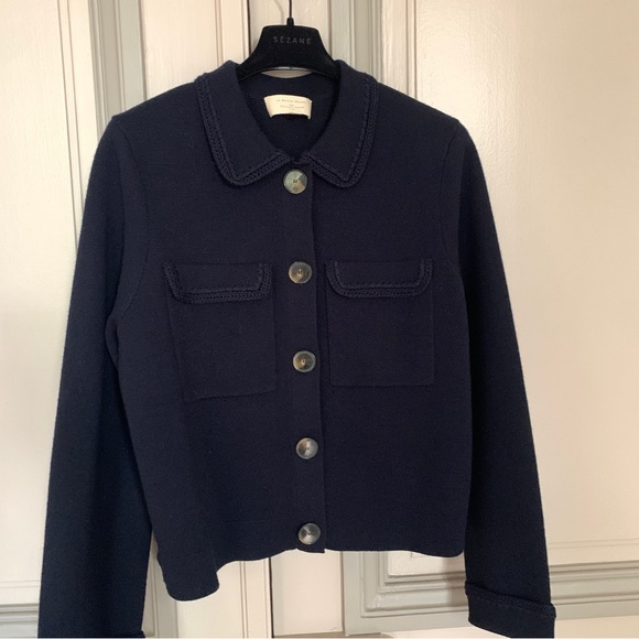 Sezane Betty Cardigan Crochet Navy - Picture 5 of 10